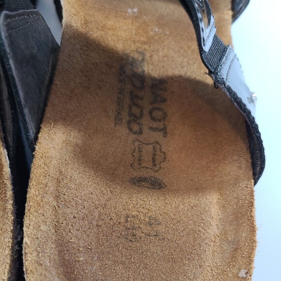 Naot Slide Sandals Women US 11 EU 42 Double Strap Open Toe Black Leather Cork - Picture 4 of 8